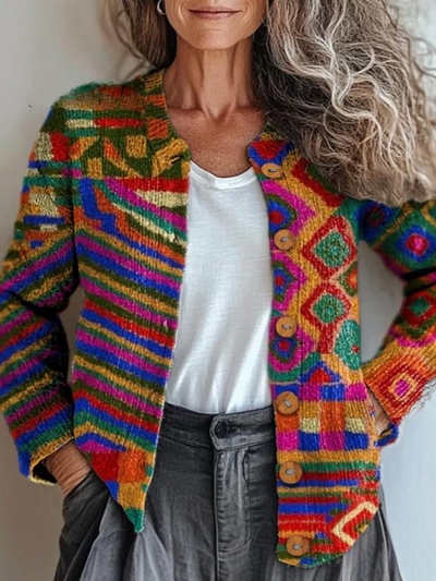 Evelyn | Color Burst Quilted Cardigan